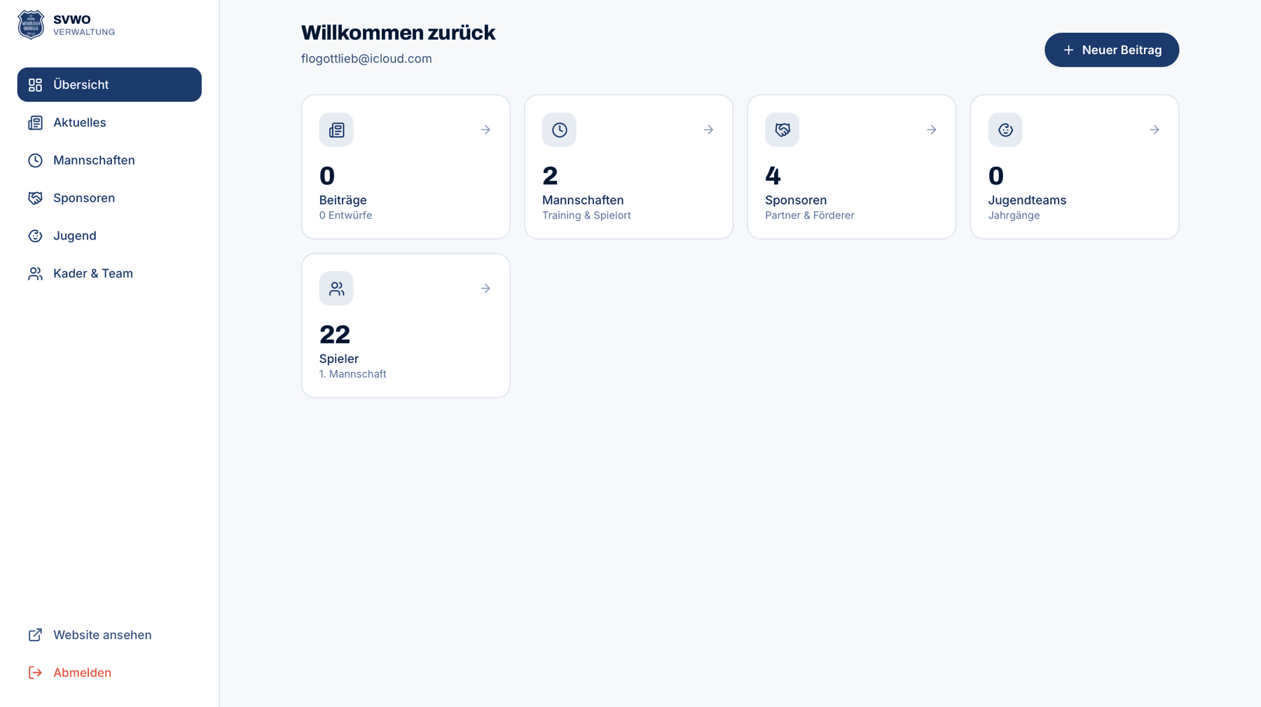 SV Wasserliesch — Admin-Backend für den Vorstand