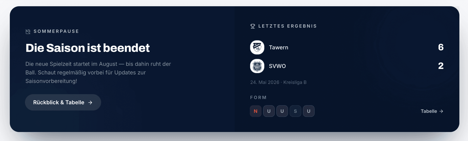 SV Wasserliesch — Match-Spotlight auf der Startseite